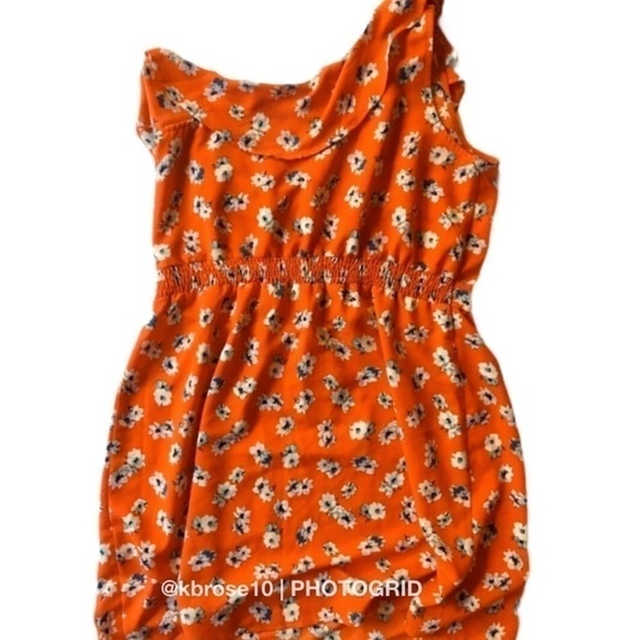Xhilaration Orange Floral Print One-Shoulder Dress Size XL - Picture 2 of 5